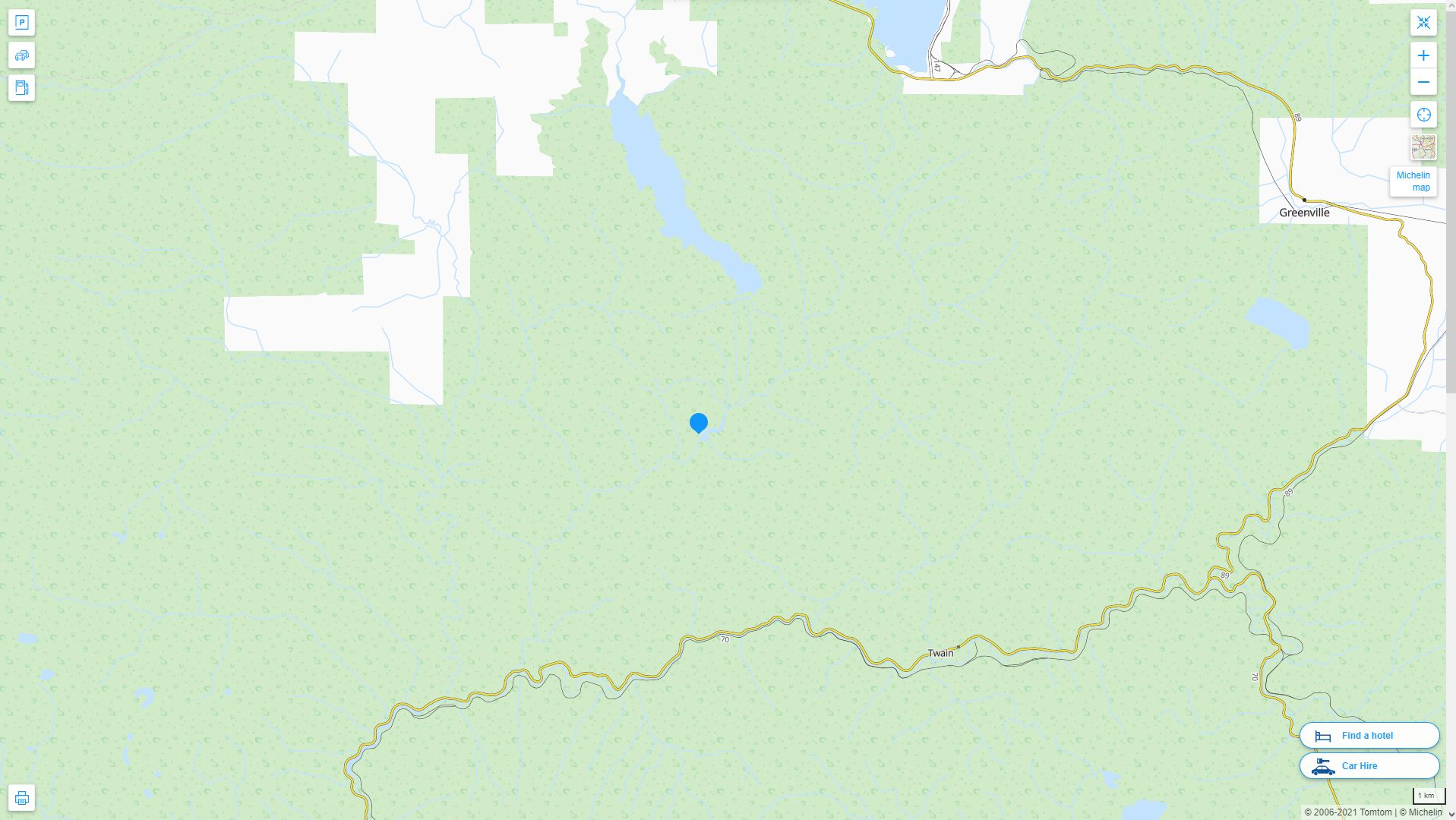 Caribou California Highway and Road Map